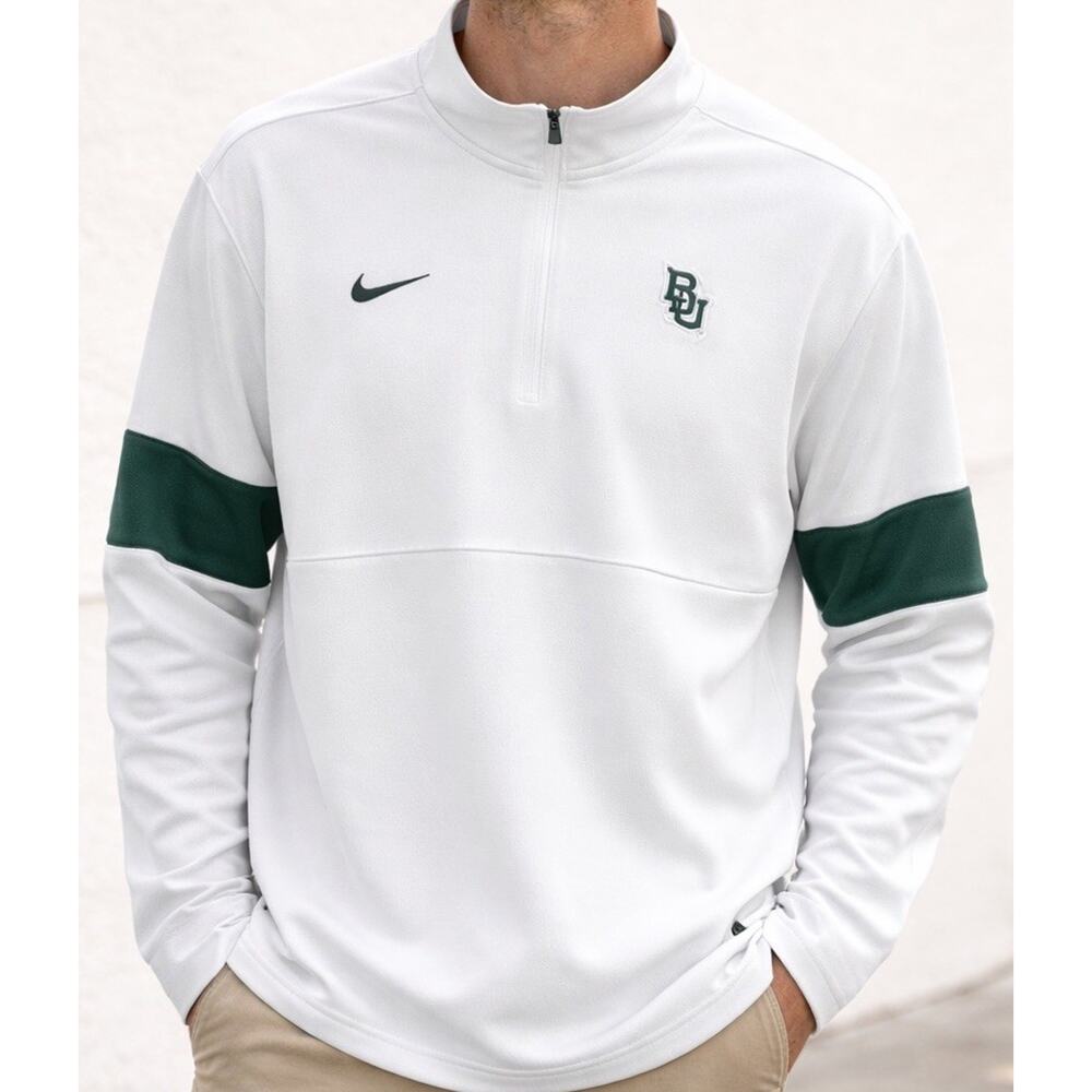 Nike Dri-FIT Baylor Bears 1/4 Zip Pullover Mens XL White Green NCAA Performance